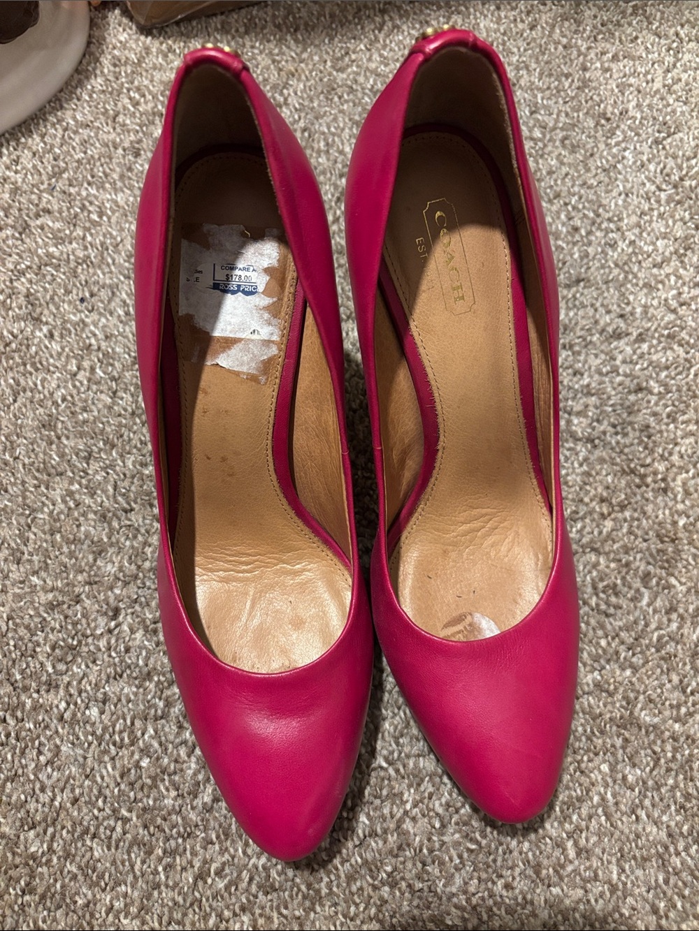 Coach Fuchsia Leather Pointed-Toe Pumps
